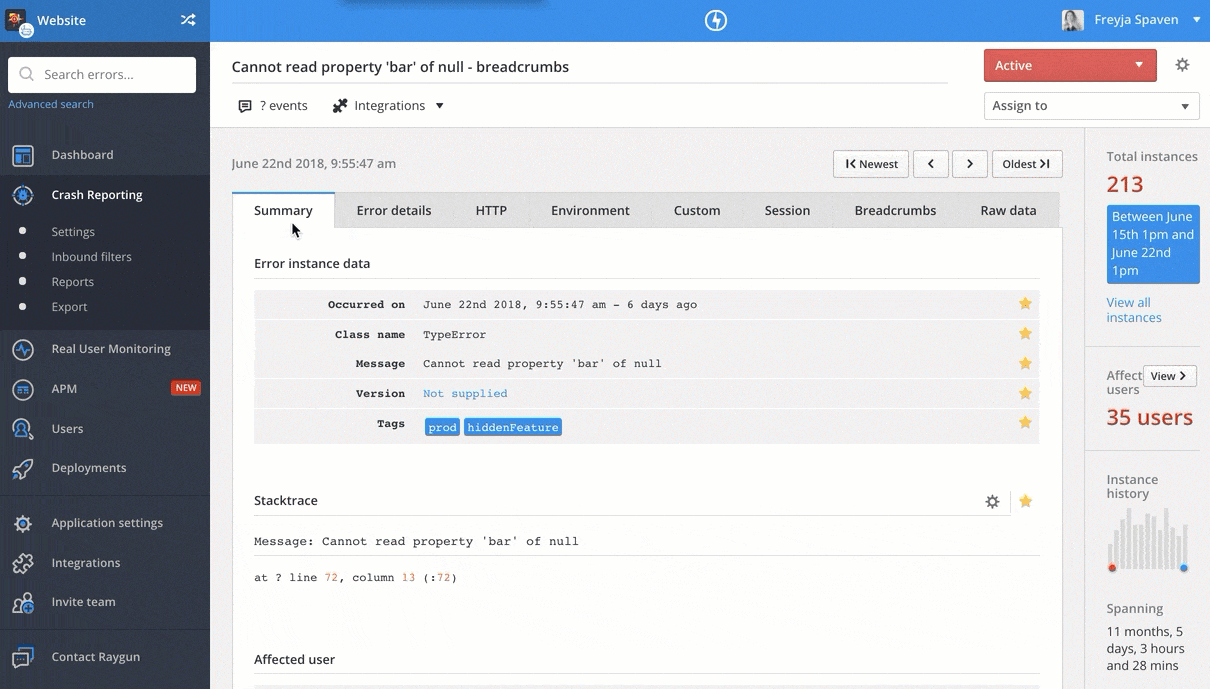 Accessing Breadcrumbs to replicate user errors