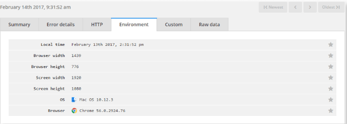 Raygun shows user information with the Session Tracking feature