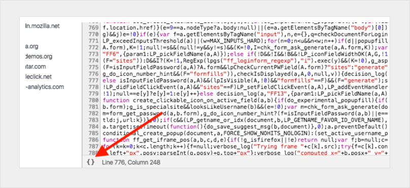 Unminify code as an easy way to debug JavaScript