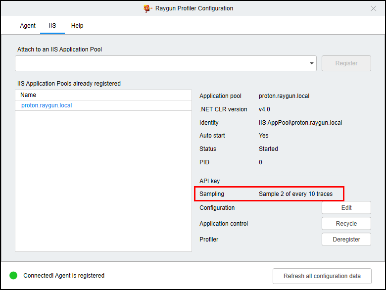 Sampling in Profiler Configuration