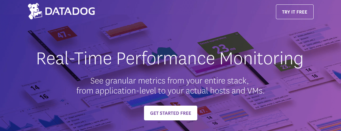 Screenshot of the Datadog homepage