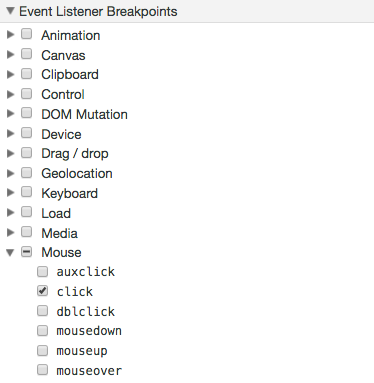 Debug Opera event breakpoints