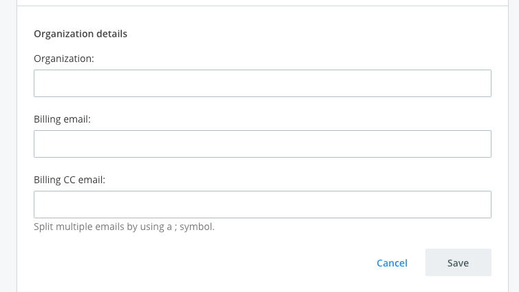 Raygun's billing organization details view