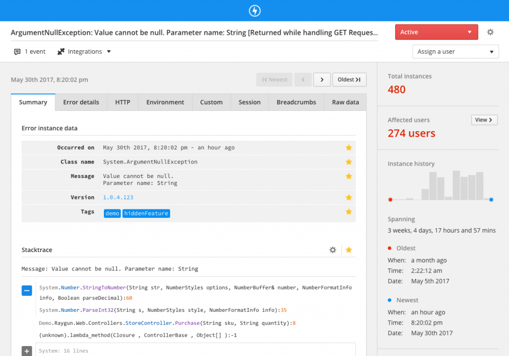 PHP error monitoring in Raygun Crash Reporting