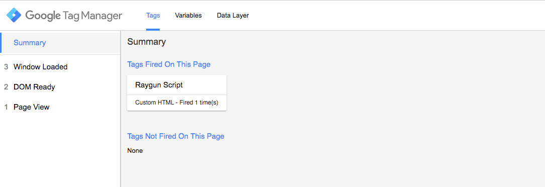 Adding Raygun with Google Tag Manager