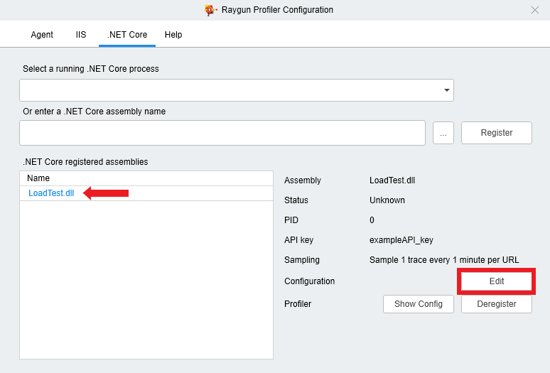 Profiler configuration