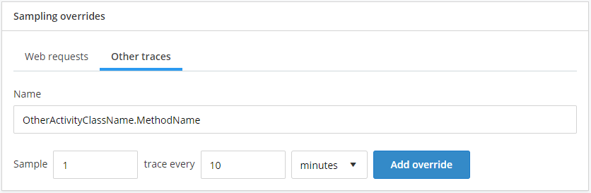 Add sampling override for a Other Trace